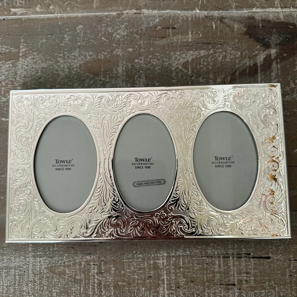 Vintage Towle Triple Florentine Picture Frame 2x3 Silver Plated Scroll 1991 New